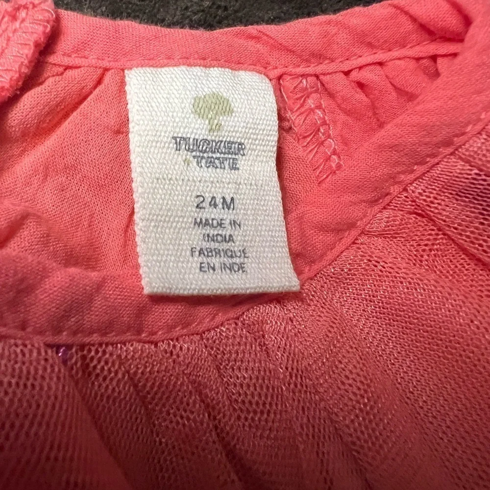 TUCKER & TATE TULLE CORAL STRAWBERRY SPARKLE STAR DRESS MADE IN INDIA